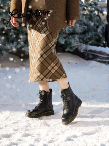 REEMOOR | British Style Ins Trendy Slimming Thick-soled Boots Fur Lined