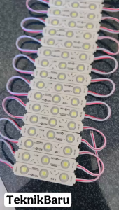 LAMPU 10 PCS LED 3 MATA MODUL SAMSUNG DC 12V 5054 6615 PUTIH 1.5W TAPE 3M STRIP 6500K