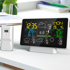 Tuya WiFi Intelligent Weather Clock 4-Day Weather Forecast Weather Station LCD Color Screen Wireless Thermometer Hygrometer