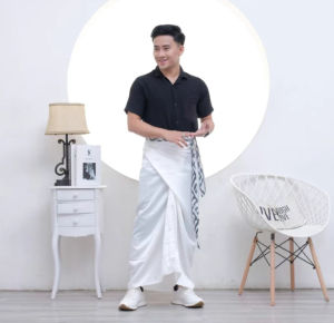Sarung Srikandi - Sarung Ikat -Sarung Lilit - Putih polos - Bahan Katun Toyobo - Adem nyaman dipakai dan tahan lama