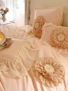 (FREESHIP MAX) SET 4 MÓN CHĂN GA GỐI LỤA 80S BÈO REN THIẾT KẾ PHONG CÁCH PHÁP