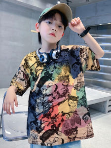 Áo Thun Cotton Thoáng Khí Mùa Hè Cho Bé Trai Áo Thun Tay Ngắn Phong Cách Rộng Rãi Thoải Mái in Họa Tiết Hoạt Hình Trung Quốc Đại Lục
