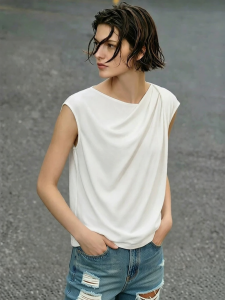 AMII | Off-Shoulder Asymmetrical Ruffle Sleeveless T-Shirt