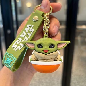 Hasbro | Cute Baby Yodas Keychain Action Figure Star Wares Grogu The Mandalorian Keychain 3D Key Ring for Bagpack Bag Decor Party Gifts