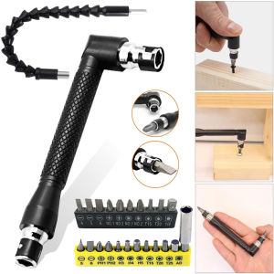 13-33Pcs 90° Angled Bits Screwdriver 105° Right Angle Drill Adapter 1/4 3/8 1/2" Impact Grade Socket Adapter Drill Bit Holder