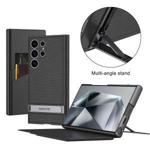 Multi-Angle Stand S23U S24U S25U Leather Flip Case Phone Cover 2 Slot Card Holder Samsung Galaxy S25Ultra S24Ultra S23Ultra Casing Full Body Shockproof Protective Case Accessories
