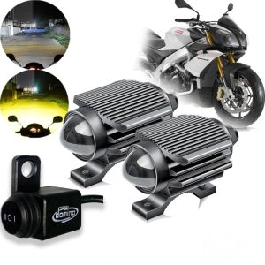 Driving Light Spot Light กันน้ำสำหรับรถยนต์รถจักรยานยนต์ไฟหน้าหลอดไฟ LED H6 BA20D H4 ใหม่ Moto ไฟหน้า LED มอเตอร์ไซค์ (2 สีขาว+เหลืองสปอร์ตไลท์)