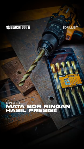 Mata Bor HSS Twist Drill Bit 1-13mm BLACKFOOT Besi Kayu Gold Titanium DIN388