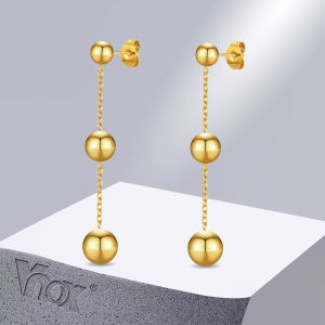 Vnox Chic Lucky Beads Earrings for Women Anti Allergy Stainless Steel Long Dangle Earring Gifts to Mom Girlfriend Sisters BFF