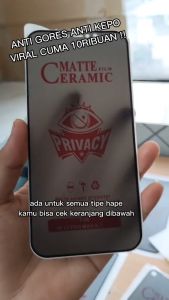 Tempred / Tampered / Temple Glass / GlasPrivacy Anti Gores Matte / Anti Spy Anti Pecah Anti Minyak / Pelindung Privasi / Anti Intip Ingintip Full Vivo Series V9 V11 V11i V15 V15 Pro V19 V20 V20Se V21 V23 S1 S1 Pro T1 Y01 Y1S Y12 Y15 Y17 Y12S Y15S Anti Spy