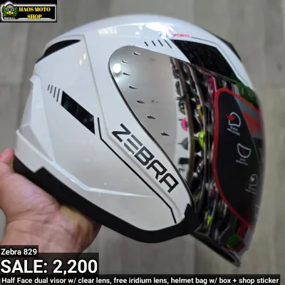 Zebra Half Face ZEBRA YM-829 Half Face Dual Visor Helmet