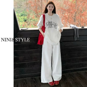 High Waist Wide Leg White Jeans Womens New Style 2025 Autumn Slim Straight Loose Floor-Length Trousers Casual Washed Denim