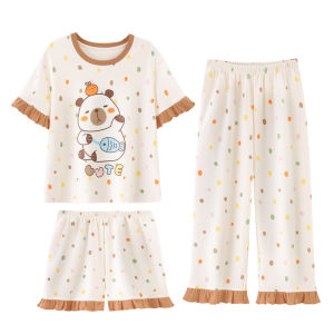 Bộ đồ ngủ MiiOW Cat People cho bé gái vải cotton mỏng nhẹ thoáng khí in hoạt hình