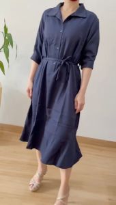 ●ECLAIRE● 039 Dress Midi Lengan Pendek Shortsleeves Polos Basic Dasar Kerja Kasual Korea Pesta Alfianti