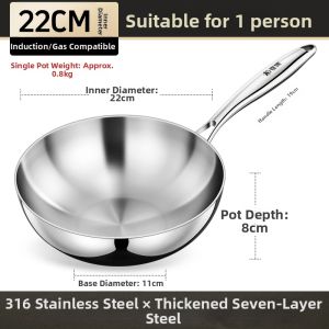 RONGCHUAN | Non-stick 316 Stainless Steel Frying Pan