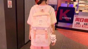 Vicky กระเป๋าเป้ลายหมี รุ่น TB7090 ผ้าไนล่อน ใส่โน๊ตบุ๊คได้ จุของได้เยอะ น่ารัก (ไม่แถมพวงกุญแจ)6 สี