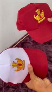 Topi Sd Bordir Merah Full Kepala Besar Masuk