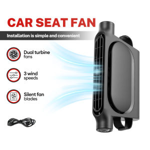 Charge/Plug-In Car Seat Fan 3 Gear Adjustable Speed Car Silent Fan USB 3000mAh Rechargeable Backseat Cooling Fan Long Battery life Kipas Tempat Duduk Kereta