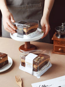 กล่องใส่เค้กแบบตัดเป็นชิ้นขนาด6นิ้วกล่องใส่เค้กทรงสามเหลี่ยมพันชั้นมูสกล่องแยกขนาด6นิ้วแบบใช้แล้วทิ้ง