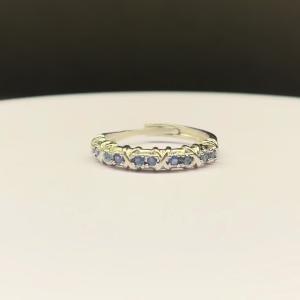 Adjustable Sapphire Ring Natural Blue Gemstone Silver Plated