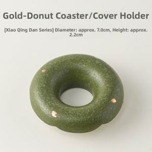 Gold Splattered Handmade Donut Shaped Coasters