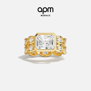 Gold Enchaine Double Linked Gemstone Ring