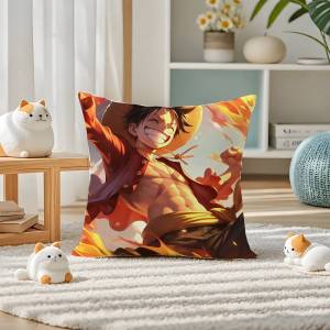Bandai | One Piece Nami Navigator Anime Plush Pillow Cover Soft Short Plush Cushion Cover For Sofa Bedroom Home Decor Gift Decoration