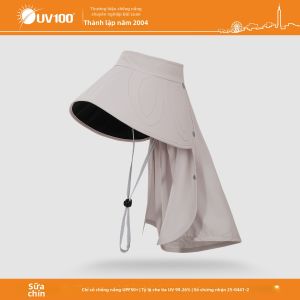 UV100 | Mũ Nón Chống Nắng Bảo Vệ Cổ Bằng Lụa Băng Đô Rộng