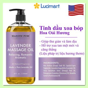 [Hàng Mỹ] Dầu Xoa bóp Massage Oil Majestic Pure chai 236ml