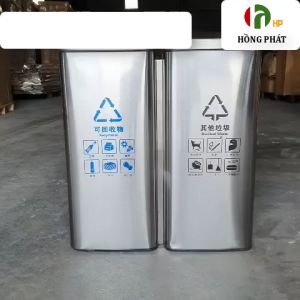 Thùng rác inox 2 ngăn nắp hở dung tích 60L trong nhà - VHP-YS- B-128A