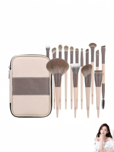 MSQ | Professional Animal Hair Milky Coffee Makeup Brush Set 15 Pcs