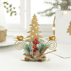 Christmas Golden Wrought Iron Candlestick Santa Claus Xmas Tree Candle Holder Christmas New Year Table Ornaments for Home 2024