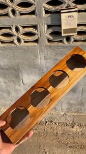 บล็อกใส่แก้ว ช่องใส่แก้ว ใส่ขวดได้ งานไม้สักทองแท้ แข็งแรงทนทาน