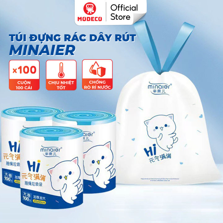 Túi Đựng Rác Tự Phân Huỷ Có Dây Rút Minaier - 45x50 cm - 100 túi/cuộn ...