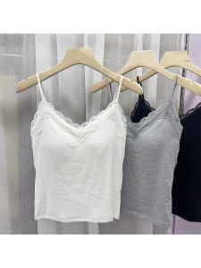 Áo Vest Dây Không Dây Ren Cổ Chữ V Đệm Ngực Một Cốc Ôm Vừa Vặn Đa Năng Áo Sơ Mi Cơ Bản Mùa Hè 2025 MiaMialin