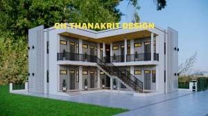 แบบบ้านโมเดิร์นพักอาศัยรวม 2 ชั้น