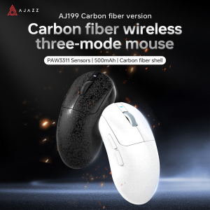 AJAZZ AJ199 Three-Mode Gaming Mouse 24000DPI/PAW3311 Sensor/Carbon Fiber Ultra-Thin Design /2.4G+ Bluetooth 5.0+ Wired Mouse