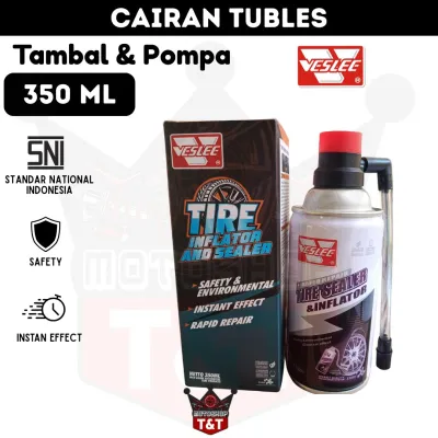 Cairan Tubles + Pompa ARCHELE VESLEE Penambal Ban Motor Mobil Inflator Tyre Seal 350 ml 450 ml