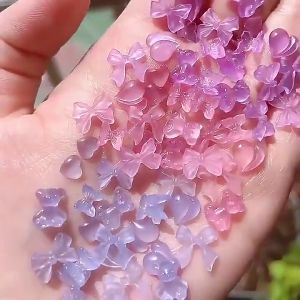Nail art accessories 3D Light Variable Love Heart Butterfly Ribbon Bear Mix pack 光变冰透爱心套盒果冻变色蝴蝶结小熊天然水晶石指甲饰品套装