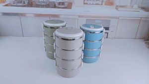 Hộp đựng cơm giữ nhiệt 4 tầng lồng bàn đựng cơm lúa mạch giữ nhiệt đồ ăn ruột Inox dung tích 28l lít siêu tiện dụng