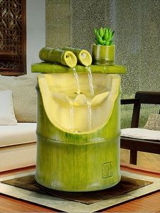 Modern Simplicity Bamboo Fountain Desktop Water Flowing Decoration Living Room Office Circular Water Wealth Attracting Feng Shui Wheel Gift