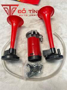 Còi hơi ô tô 12/24v. Còi sinh hơi 2 loa đỏ âm thanh lớn.