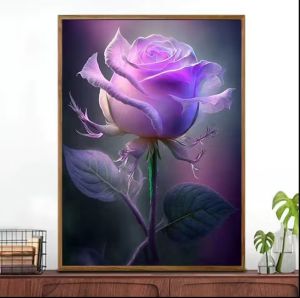 Đạo Cụ Thêu Hoa Hồng Màu Tím Đầy Đính Kim Cương Đồ Trang Trí Tường Thủ Công Đơn Giản Hiện Đại Cho Phòng Khách Phòng Ngủ Nhỏ