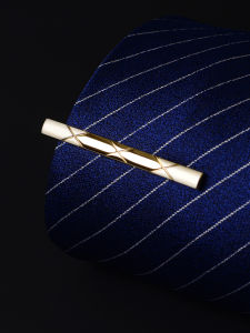 Romguest | Gold Silver Cylindrical Diamond Pattern Tie Clip 1PC
