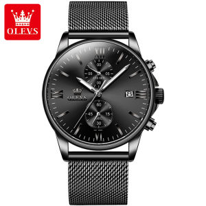 OLEVS Minimalist Design Multifunction Chronograph Watch For Men Original Waterproof Luminous Calendar Stainless steel strap / Milanese steel strap