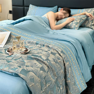 Ice Silk Summer Cooling Quilt Set Luxury Lightweight Machine Washable Air Conditioner Core Single Person Summer Quilt