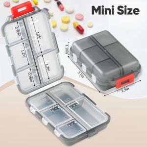 One Piece 10-Compartment Pill Storage Box Double-layer Small Pill Box Waterproof Seal Moisture Proof Independent Small Grid Pill