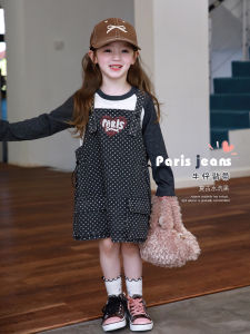 Retro Polka Dot Denim Skirt Baby Girl Casual Summer Autumn Clothes Childrens Overalls Cotton Polyester Blend Baby Skirts