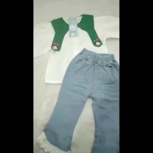 (LOLI-JKT) BS-410 STELAN ANAK CEWEK CUTE TWINSJEANS SIZE 100-140