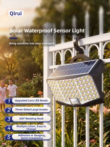 QIR | Outdoor Solar Lights for Courtyard No-drilling Installation Waterproof Motion Sensor
